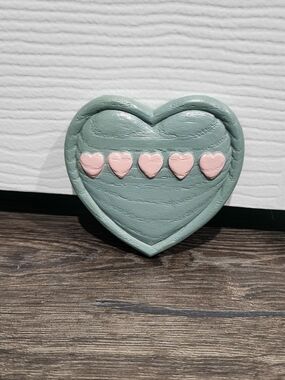 Vintage Burwood Plastic Heart Shaped Wall Hanging Pink And Blue 1980s